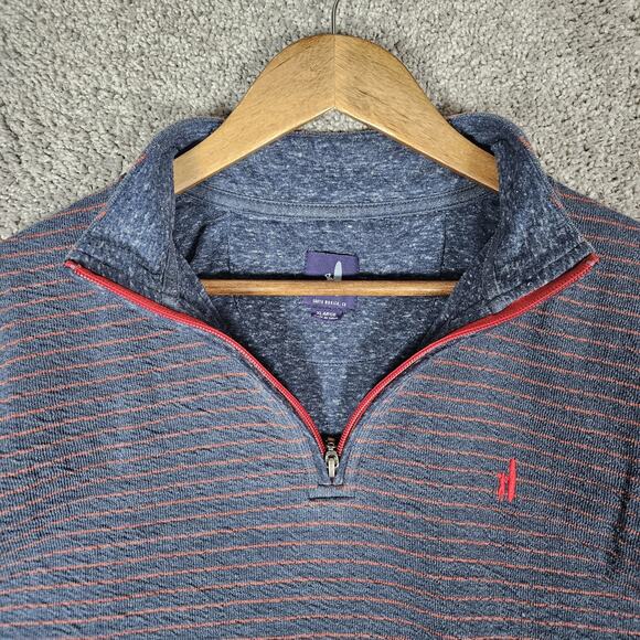 Johnnie-O Emmett Sweatshirt Mens XL Blue 1/4 Zip Pullover Stripes - Picture 4 of 14